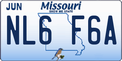 MO license plate NL6F6A