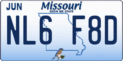 MO license plate NL6F8D
