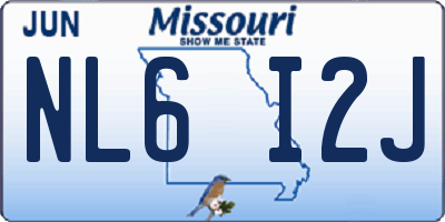MO license plate NL6I2J