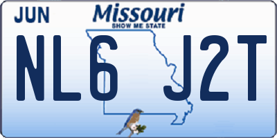 MO license plate NL6J2T