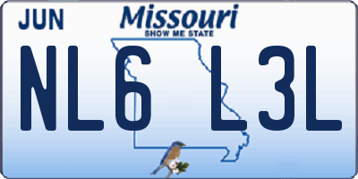 MO license plate NL6L3L