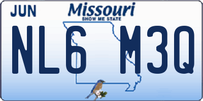 MO license plate NL6M3Q