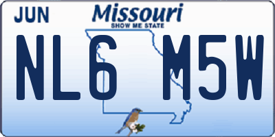 MO license plate NL6M5W