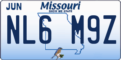 MO license plate NL6M9Z