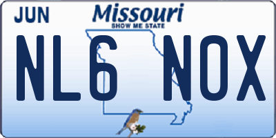 MO license plate NL6N0X