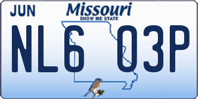 MO license plate NL6O3P