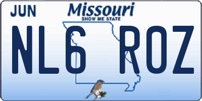 MO license plate NL6R0Z