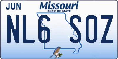 MO license plate NL6S0Z
