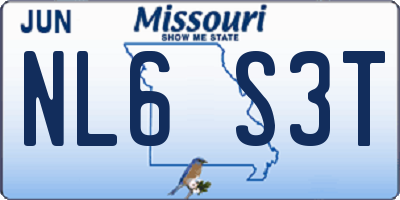 MO license plate NL6S3T