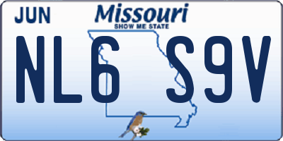 MO license plate NL6S9V
