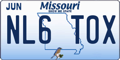 MO license plate NL6T0X