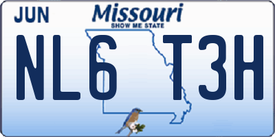 MO license plate NL6T3H