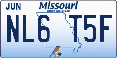 MO license plate NL6T5F