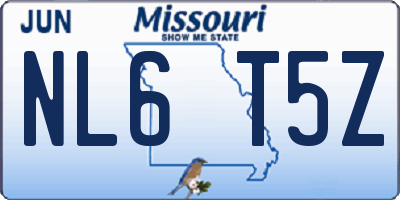 MO license plate NL6T5Z
