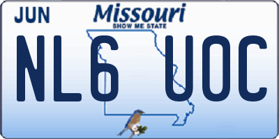 MO license plate NL6U0C