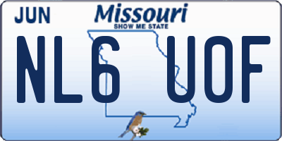 MO license plate NL6U0F
