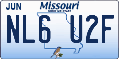 MO license plate NL6U2F