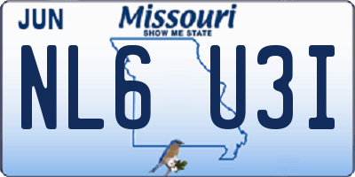 MO license plate NL6U3I