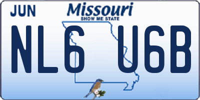 MO license plate NL6U6B