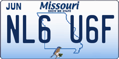 MO license plate NL6U6F
