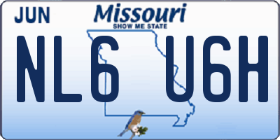 MO license plate NL6U6H