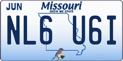 MO license plate NL6U6I