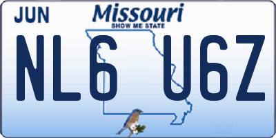 MO license plate NL6U6Z