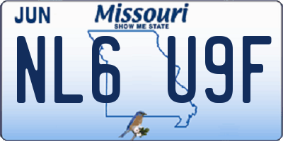 MO license plate NL6U9F