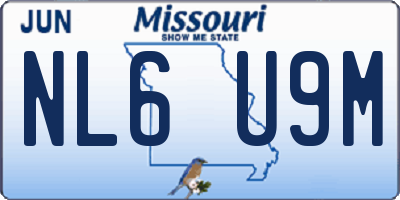 MO license plate NL6U9M