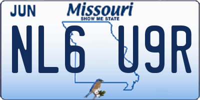 MO license plate NL6U9R