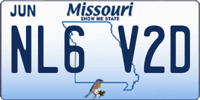 MO license plate NL6V2D
