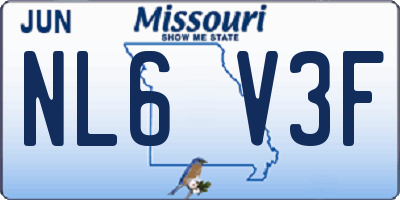 MO license plate NL6V3F