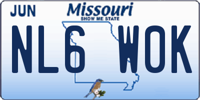 MO license plate NL6W0K