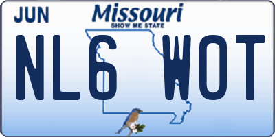 MO license plate NL6W0T