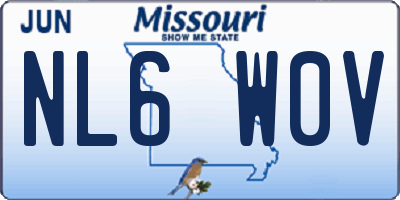 MO license plate NL6W0V