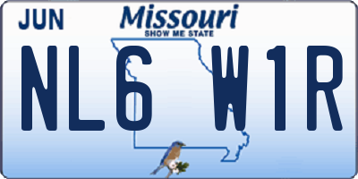 MO license plate NL6W1R