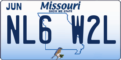 MO license plate NL6W2L
