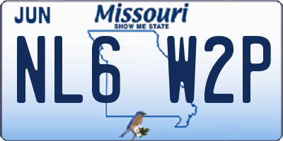 MO license plate NL6W2P