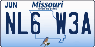 MO license plate NL6W3A