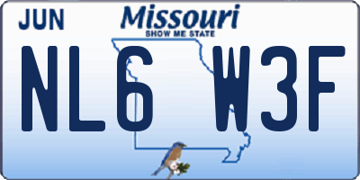 MO license plate NL6W3F