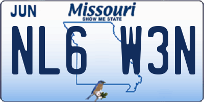 MO license plate NL6W3N