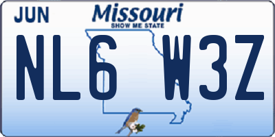 MO license plate NL6W3Z