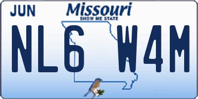 MO license plate NL6W4M