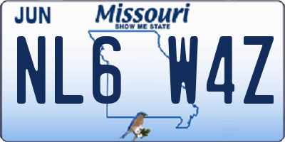 MO license plate NL6W4Z