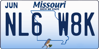 MO license plate NL6W8K