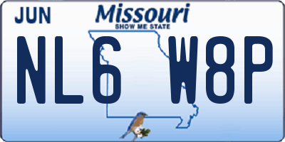 MO license plate NL6W8P