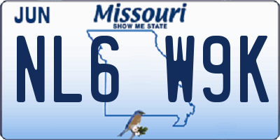 MO license plate NL6W9K