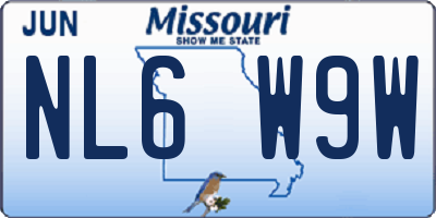 MO license plate NL6W9W