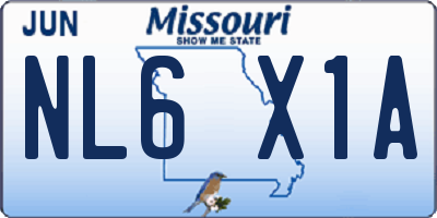 MO license plate NL6X1A