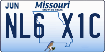 MO license plate NL6X1C